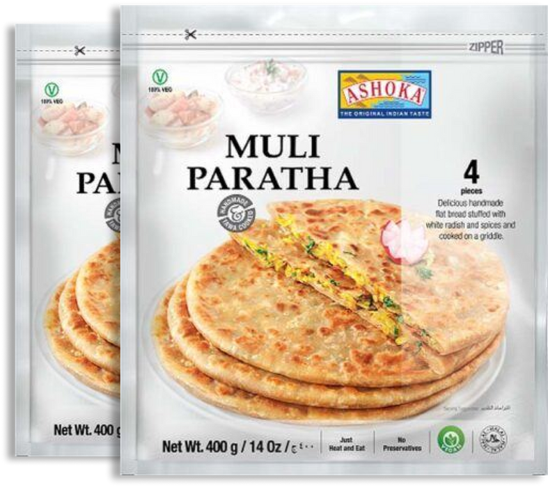 Frozen Ashoka Muli Paratha (4pcs) 400gm Bundle - Only Berlin Delivery (choose your Quantity)