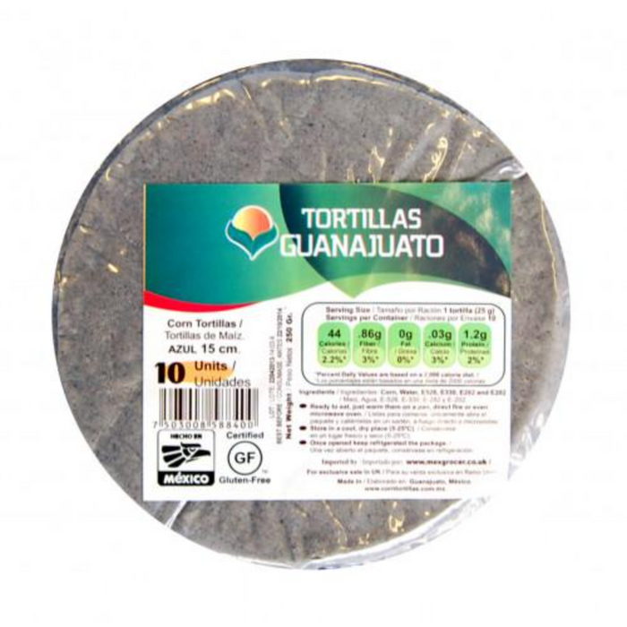 Tortillas Guanajuato - Blue Mexicana 15cm (10pcs) 250gm