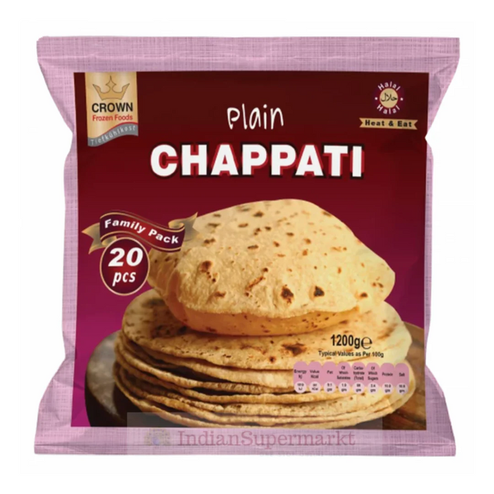 Frozen Crown Chapati Family Pack (20pcs) 1200gm - Only Berlin Delivery