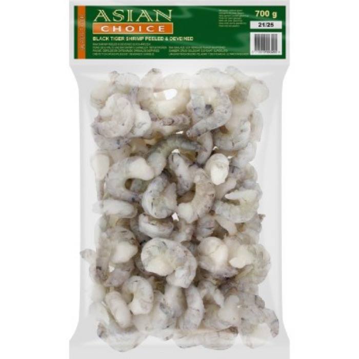 Frozen Asian Choice Black Tiger Shrimps P&d (21/25) 700gm - Only Berlin Delivery