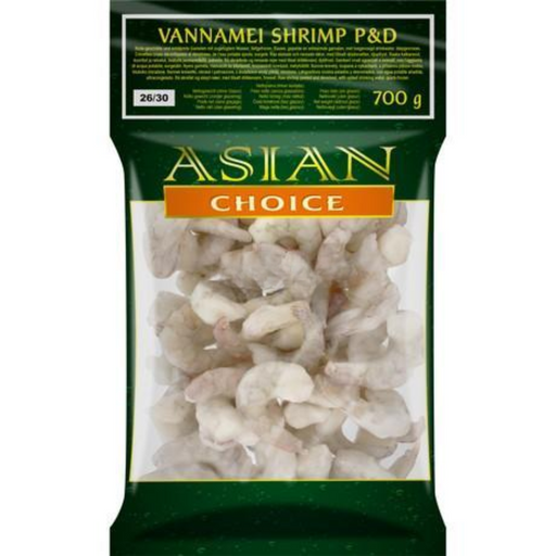 Frozen Asian Choice Vannamei Shrimps P&d (26/30) 700gm - Only Berlin Delivery