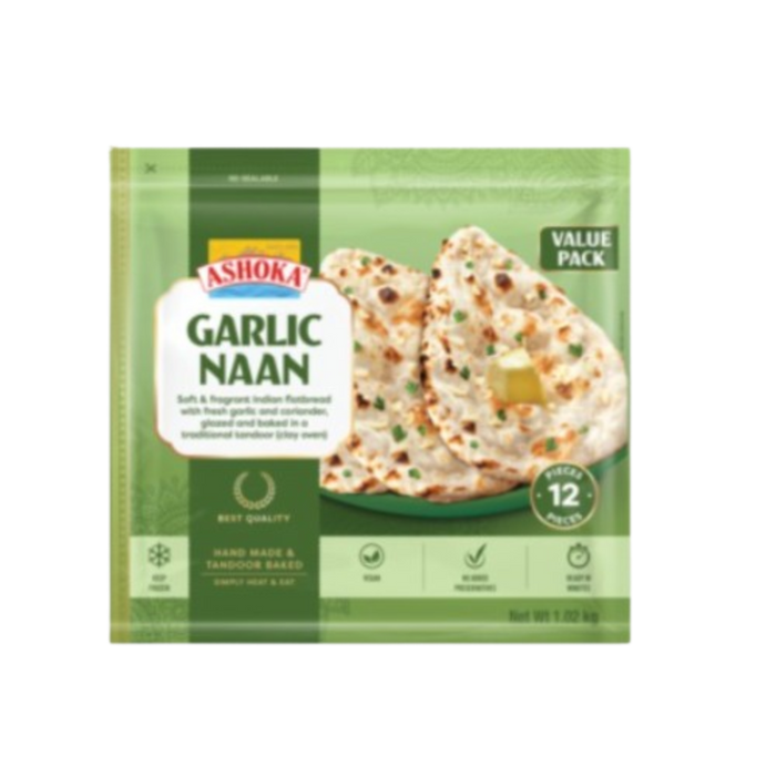 Gefrorenes Ashoka Knoblauch-Naan (12 Stück) 1020 g – Nur Lieferung nach Berlin