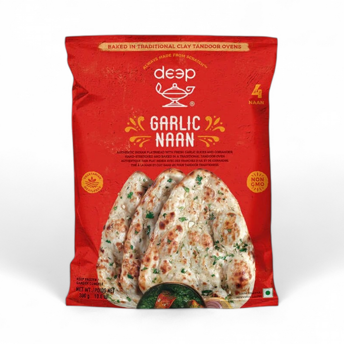 Frozen Deep Garlic Naan - Vegan (4pcs) 340gm - Only Berlin Delivery