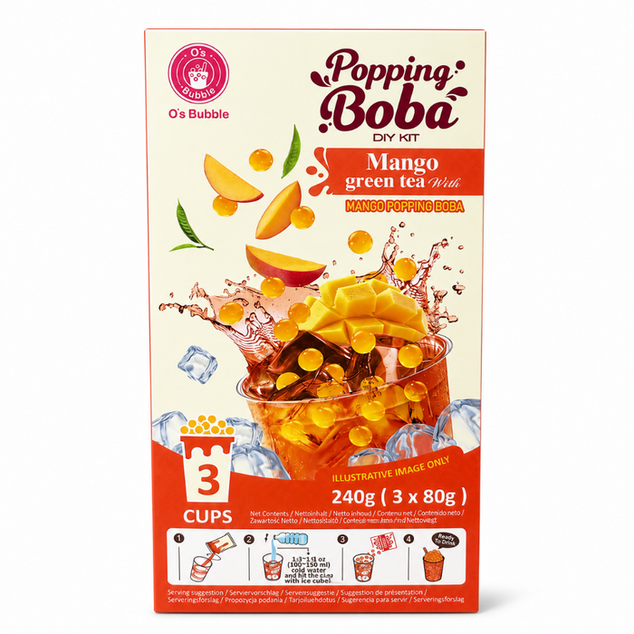 O's Bubble - Popping Boba Mango Green Tea 240gm