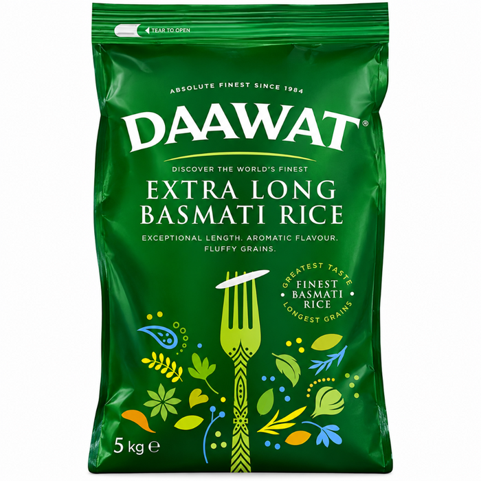 Daawat Extra Langer Basmatireis 5kg - MHD: 01.2027 (Nur 1 pro Bestellung)