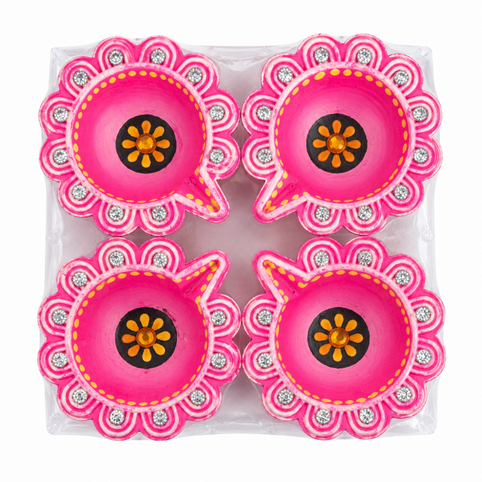 Diwali Diya - Pink (Pack Of 4)