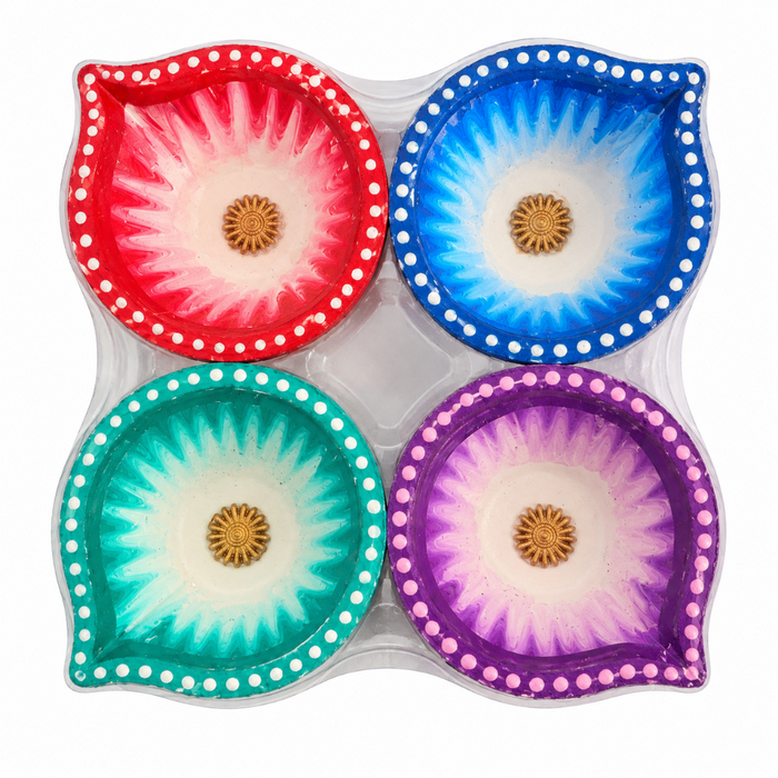 Diwali Diya - Simple Colorful (Pack Of 4)