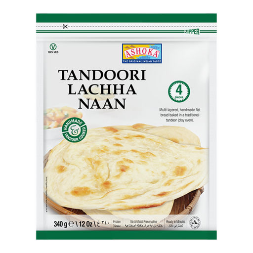 Frozen Ashoka Tandoori Lachha Naan (4 Pcs) 340gm - Only Berlin Delivery