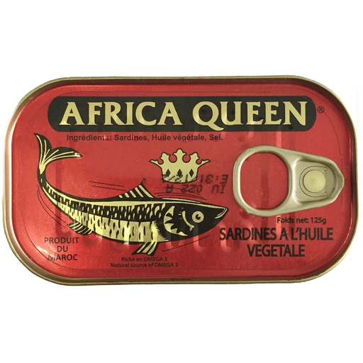 Africa Queen Sardines in Vegetable Oil 125gm