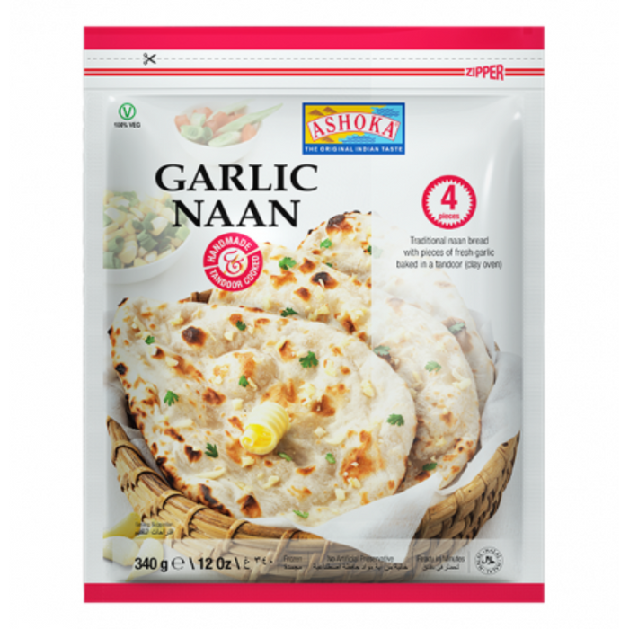 Gefrorenes Ashoka Knoblauch-Naan (4 Stück) 340 g – Nur Lieferung nach Berlin