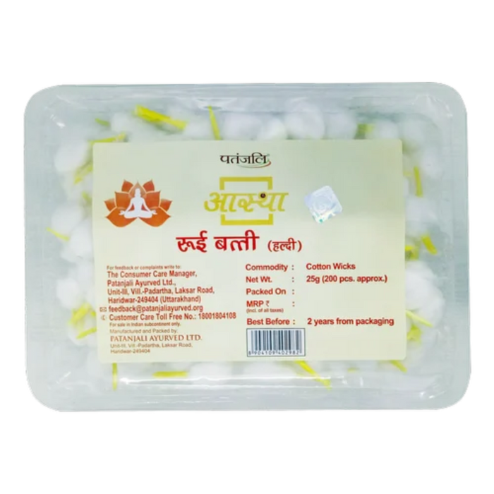 Patanjali Aastha Cotton Wicks - Haldi 25gm