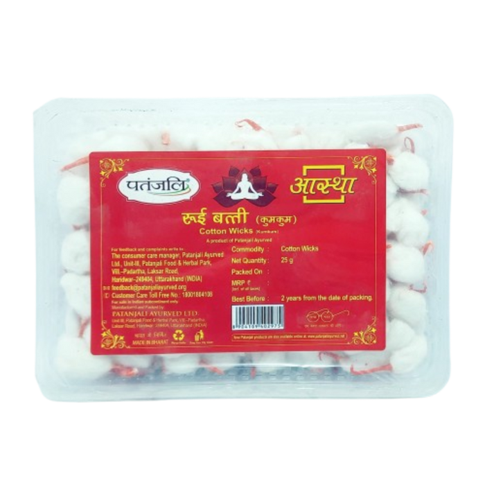 Patanjali Aastha Cotton Wicks - Kumkum 25gm