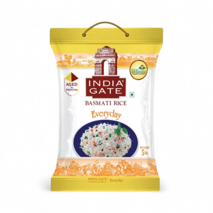 India Gate Basmati-Reis – Jeden Tag 5 kg (MHD: 06.2026) (Nur 1 pro Bestellung)
