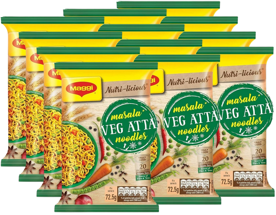 Maggi Masala Veg Atta Noodles 72.5gm Bundle (choose your Quantity)